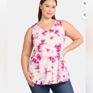 Terra & Sky Pink and White Twist Tie-Dye Tank Top